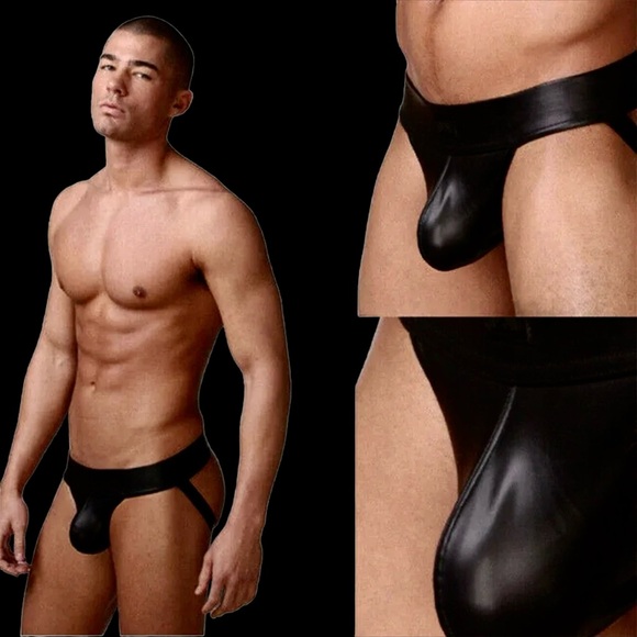 PU Faux Leather Underwear Men's Jockstrap - Picture 4 of 6